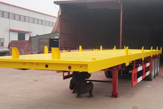 3 FUWA axle Low Flatbed Semi Trailer With Container Lock