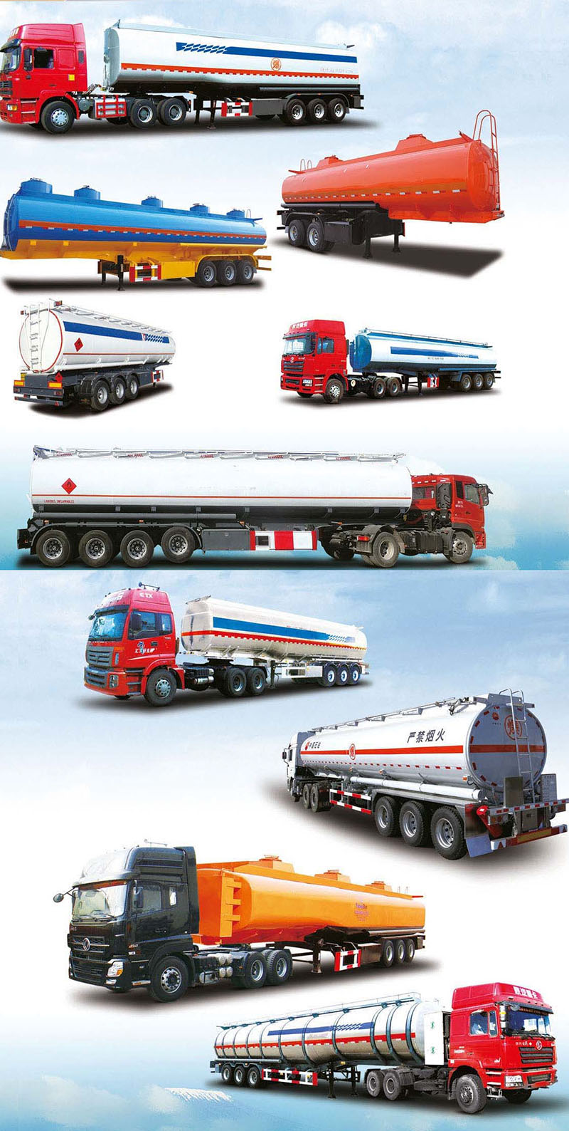 40000-50000L Tri-axle Aluminium Alloy Fuel Transport Tanker Semi Truck Trailer