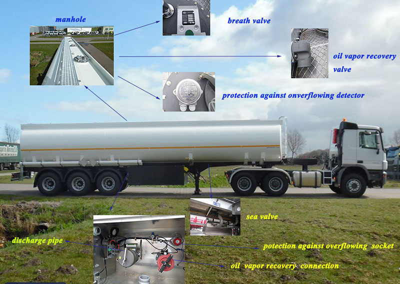 40000-50000L Tri-axle Aluminium Alloy Fuel Transport Tanker Semi Truck Trailer