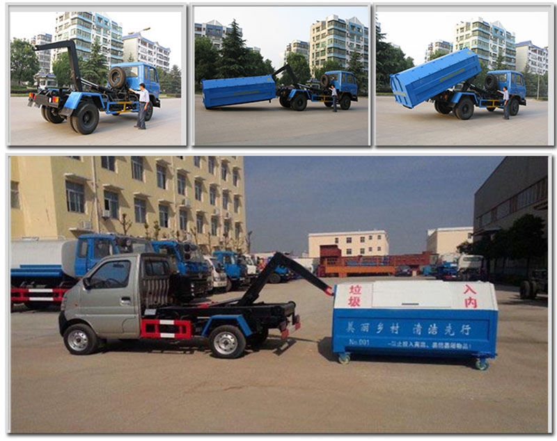 4*2 small 6 wheeler 3 ton waste collection hook lift garbage truck