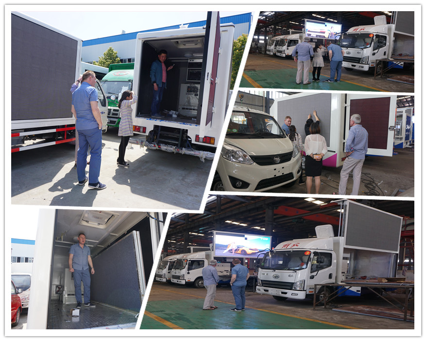 Customer from UK come to factory and study our LED screen truck